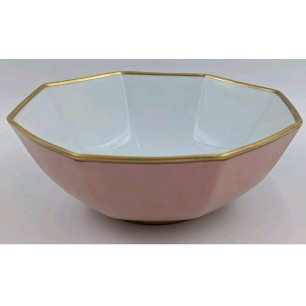 Fitz & Floyd Renaissance Pink Peach Serving Bowl Octagonal 9" Vintage 1970's
